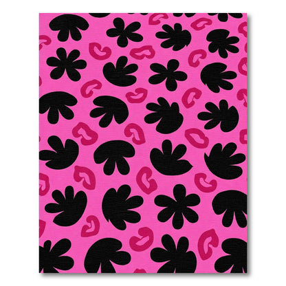 Vivid Pink Abstract Bloom Cluster Rug