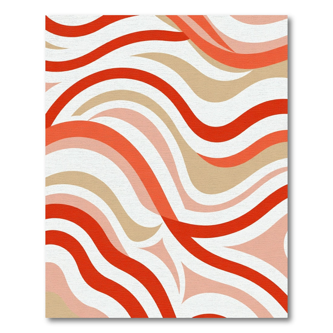 Warm Red Coral Wave Stripes Rug