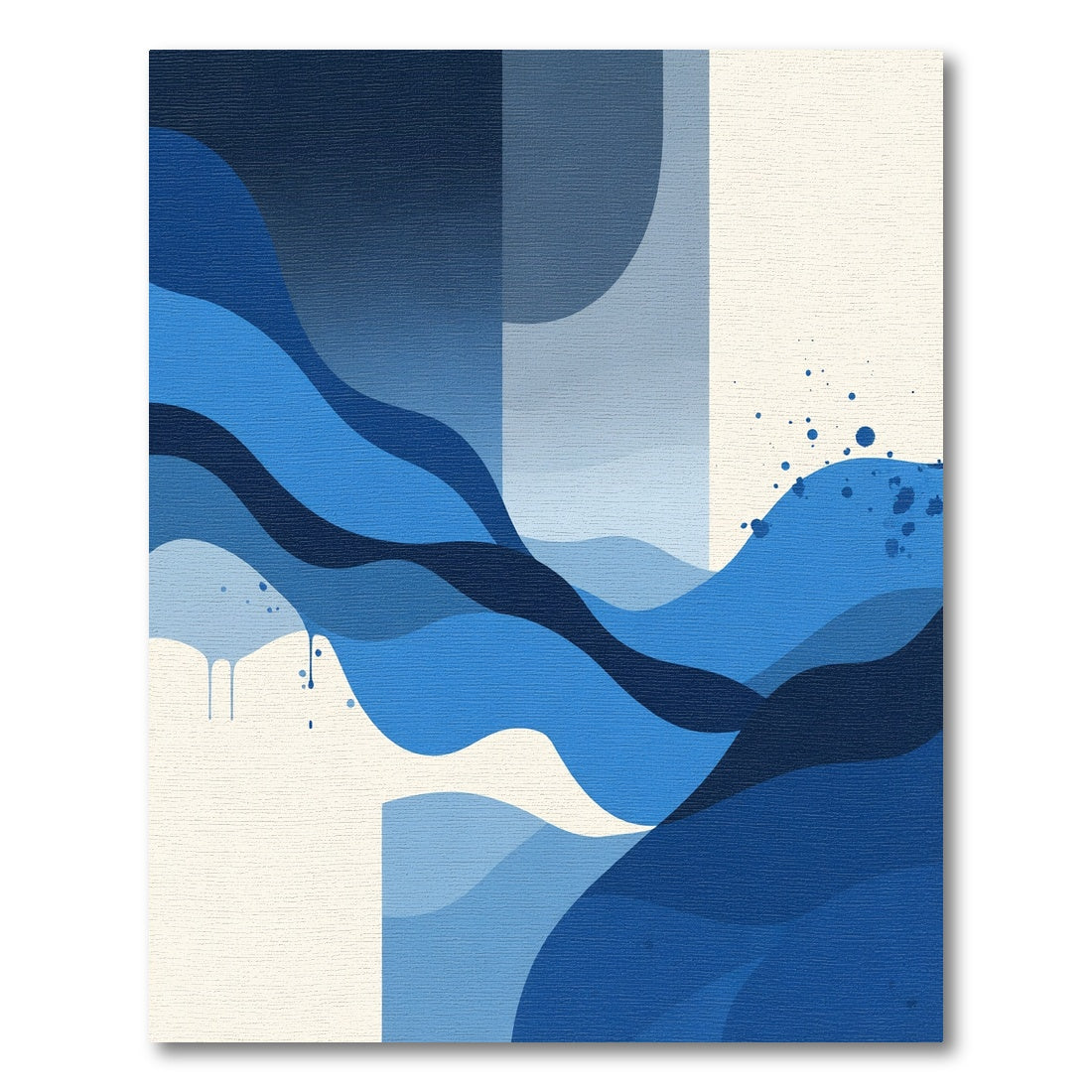 Elegant Blue Abstract Wave Composition Rug