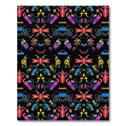 Vibrant Neon Beetle Symmetry Rug