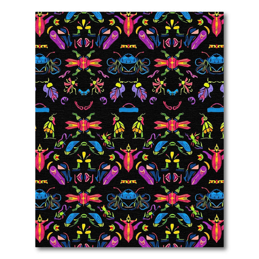 Vibrant Neon Beetle Symmetry Rug