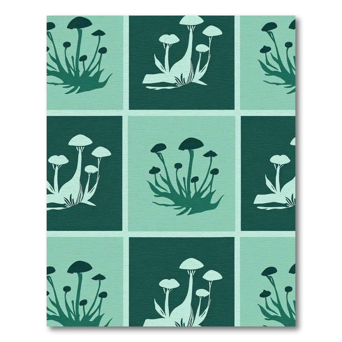 Teal Forest Fungi Cluster Repetitive Rug