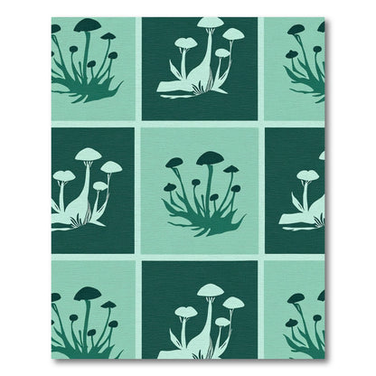 Teal Forest Fungi Cluster Repetitive Rug