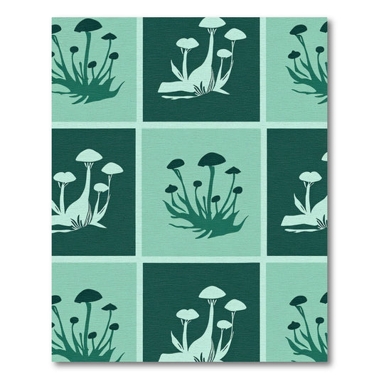 Teal Forest Fungi Cluster Repetitive Rug