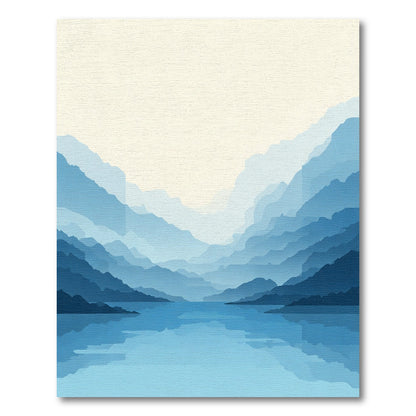 Misty Blue Mountain Lake Vista Rug