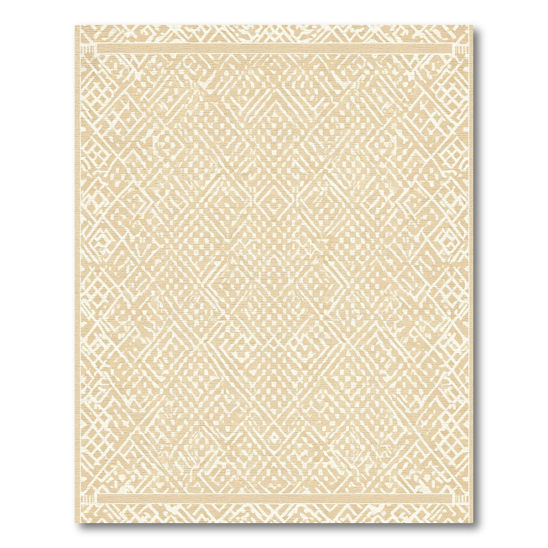 Cream Diamond Geometric Textile Rug