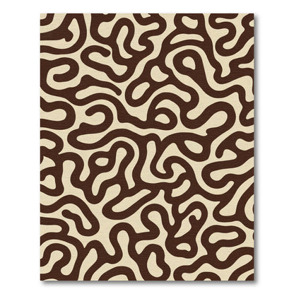 Brown Cream Abstract Organic Flow Rug