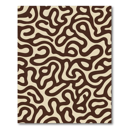 Brown Cream Abstract Organic Flow Rug