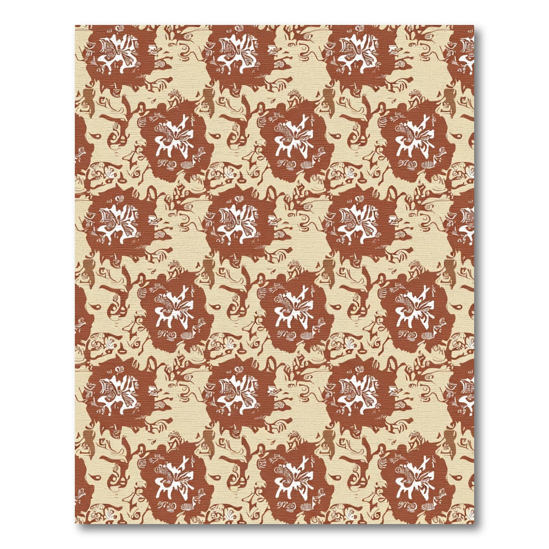 Amber and Ochre Abstract Floral Swirls Rug