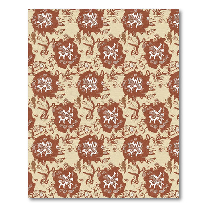 Amber and Ochre Abstract Floral Swirls Rug