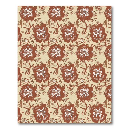Amber and Ochre Abstract Floral Swirls Rug