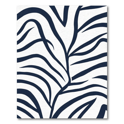 Deep Blue Organic Curve Lines Rug
