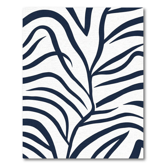 Deep Blue Organic Curve Lines Rug