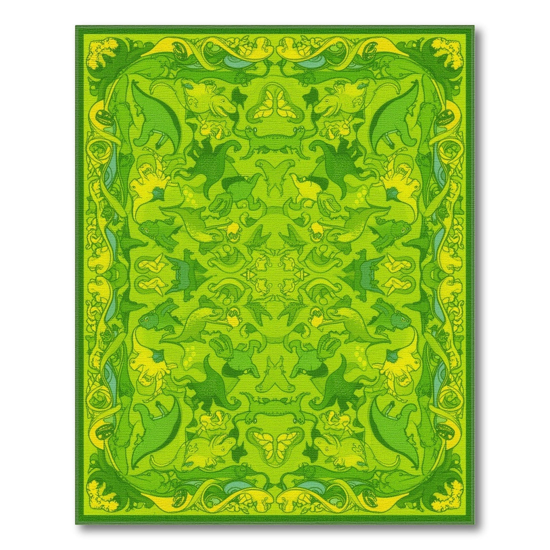 Kids Cartoon Green Dinosaur Kids Cartoon Area Rug