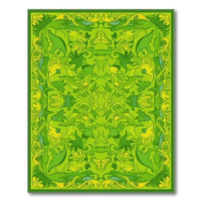 Kids Cartoon Green Dinosaur Kids Cartoon Area Rug