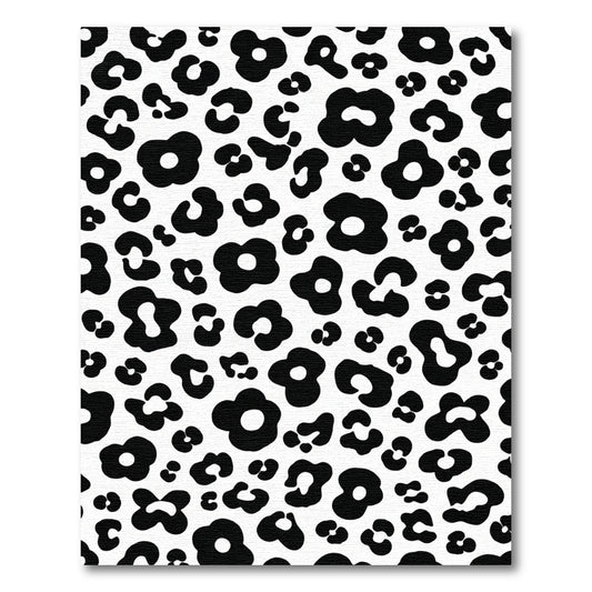 Bold Black White Leopard Spot Rug