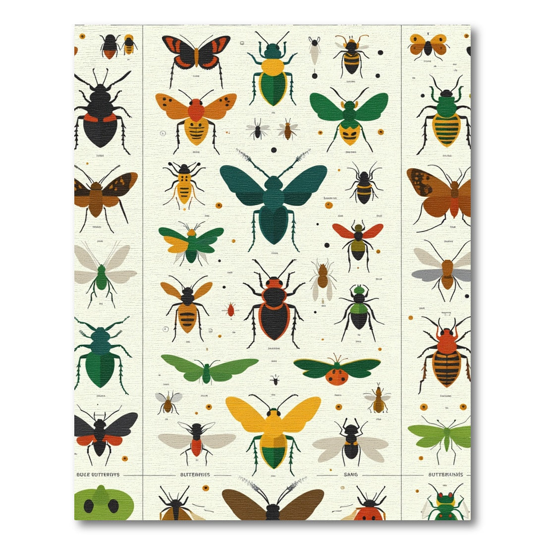 Vibrant Assorted Insect Collection Rug