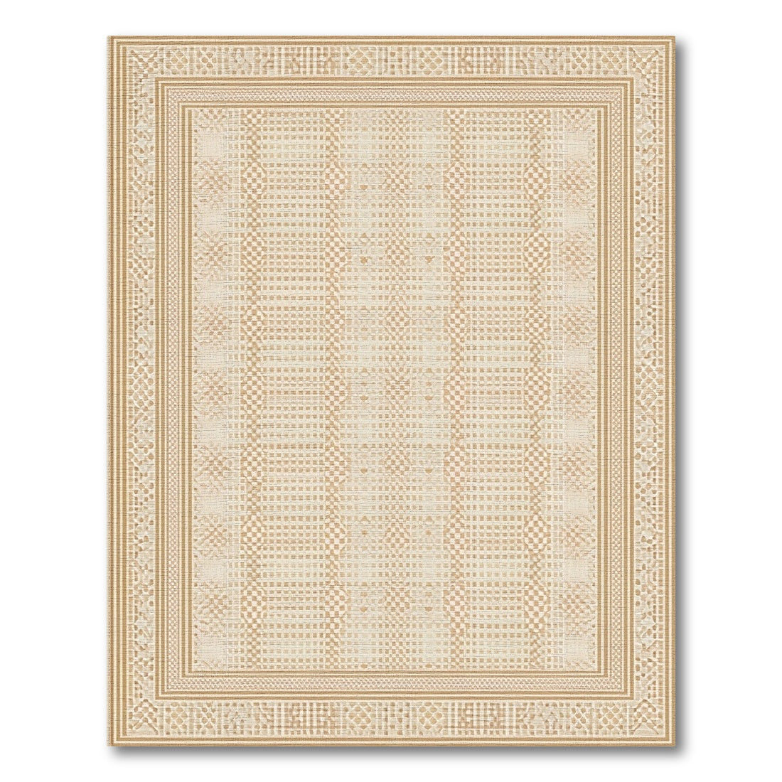 Beige Geometric Lattice Area Rug