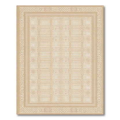 Beige Geometric Lattice Area Rug