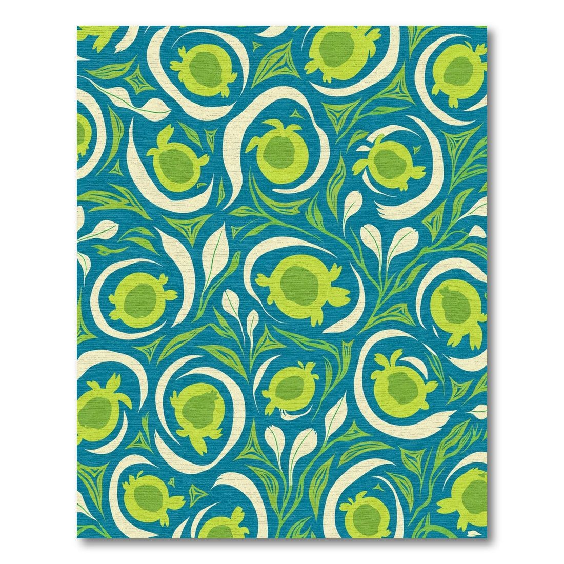 Whimsical Teal Green Turtle Swirl Rug