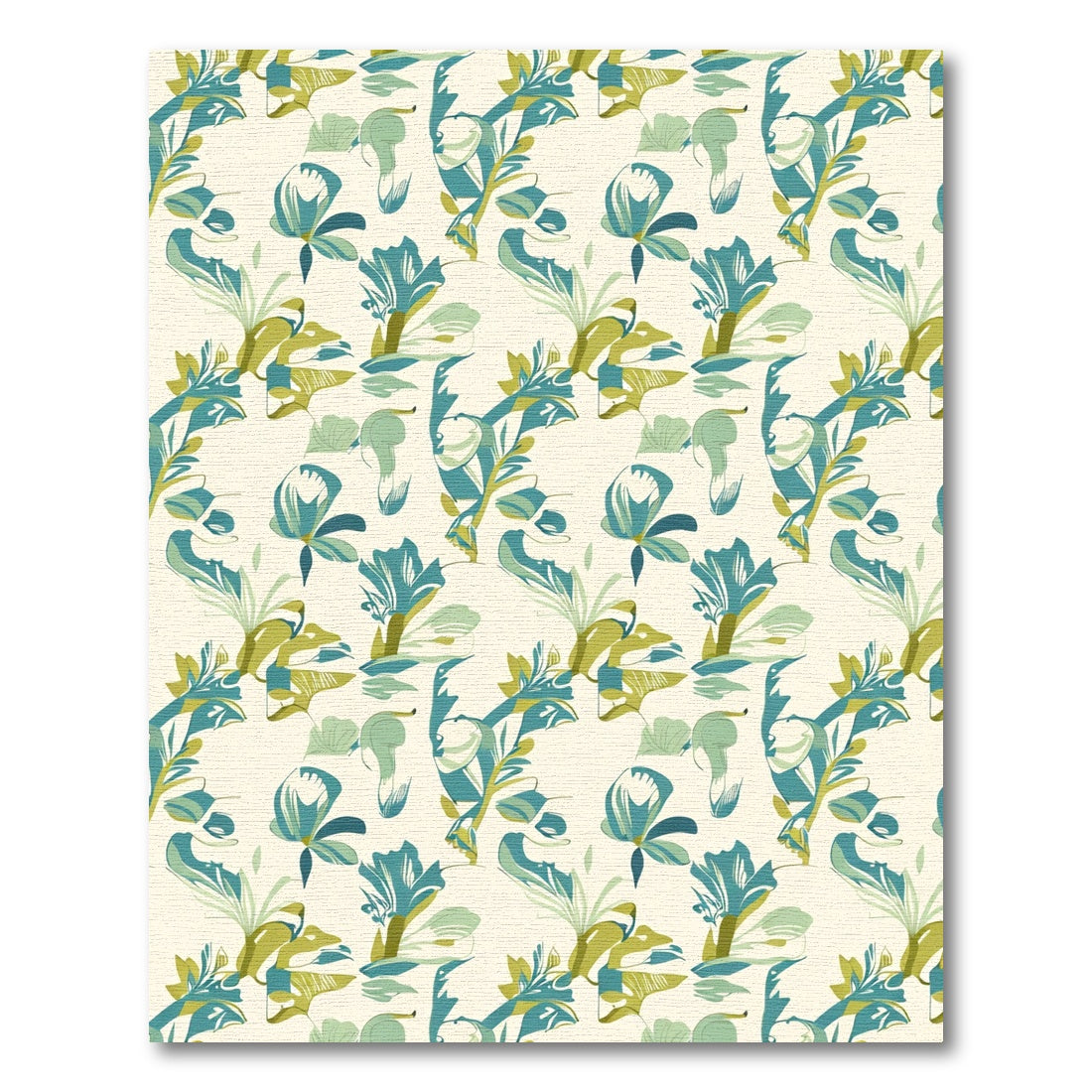 Muted Teal Green Botanical Repeats Rug