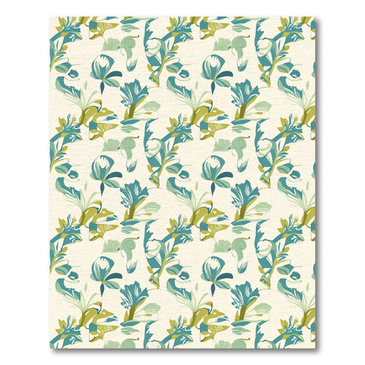 Muted Teal Green Botanical Repeats Rug