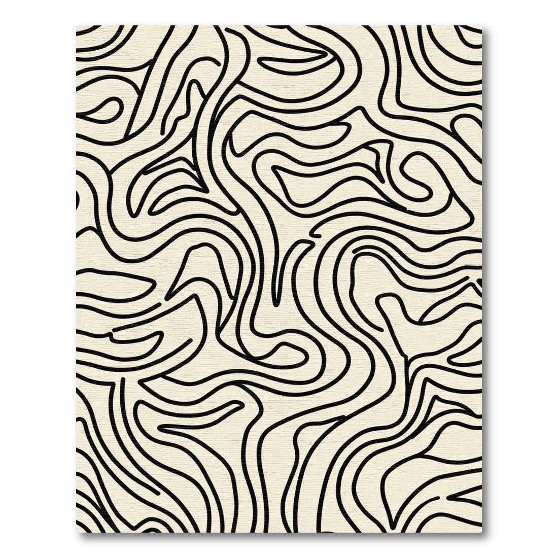 Abstract Cream Black Swirl Rug