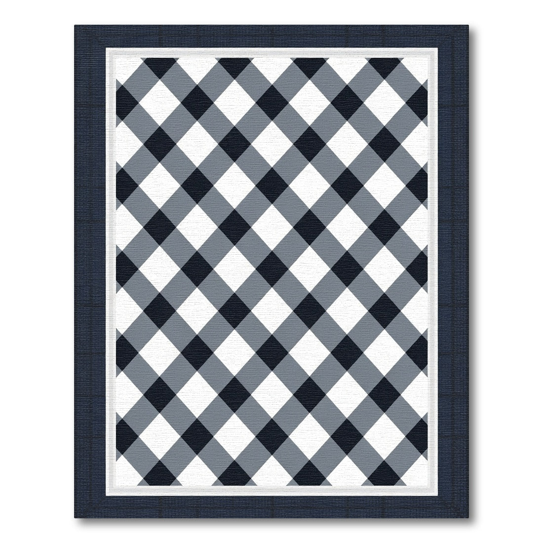 Classic Gingham Black White Checkered Rug
