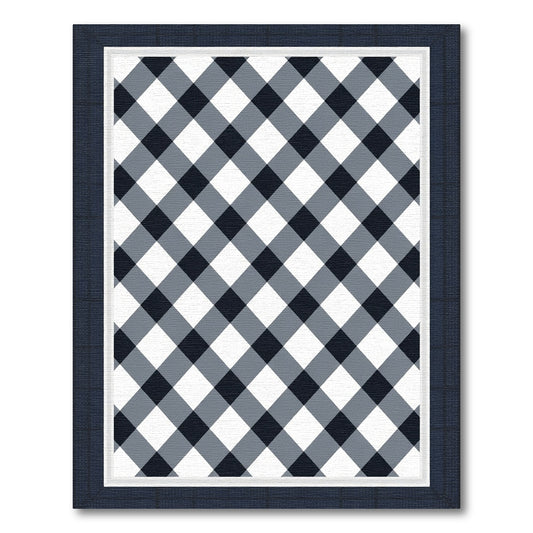 Classic Gingham Black White Checkered Rug