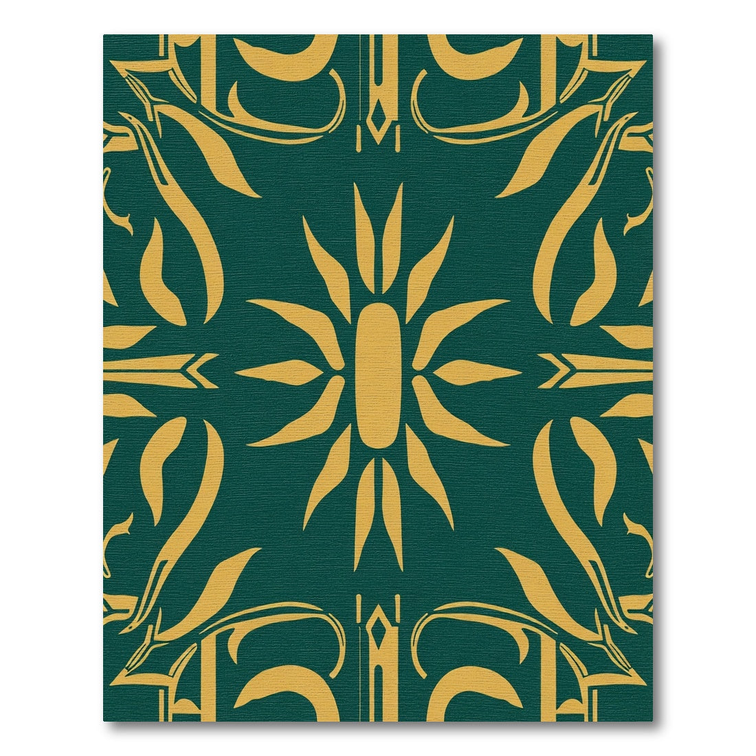 Emerald Gold Sunburst Floral Arrangement Rug