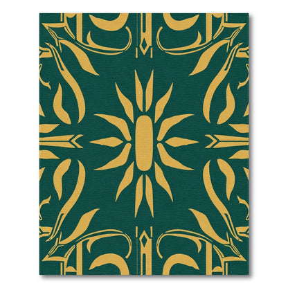 Emerald Gold Sunburst Floral Arrangement Rug