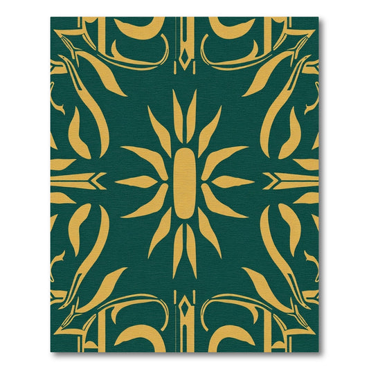 Emerald Gold Sunburst Floral Arrangement Rug