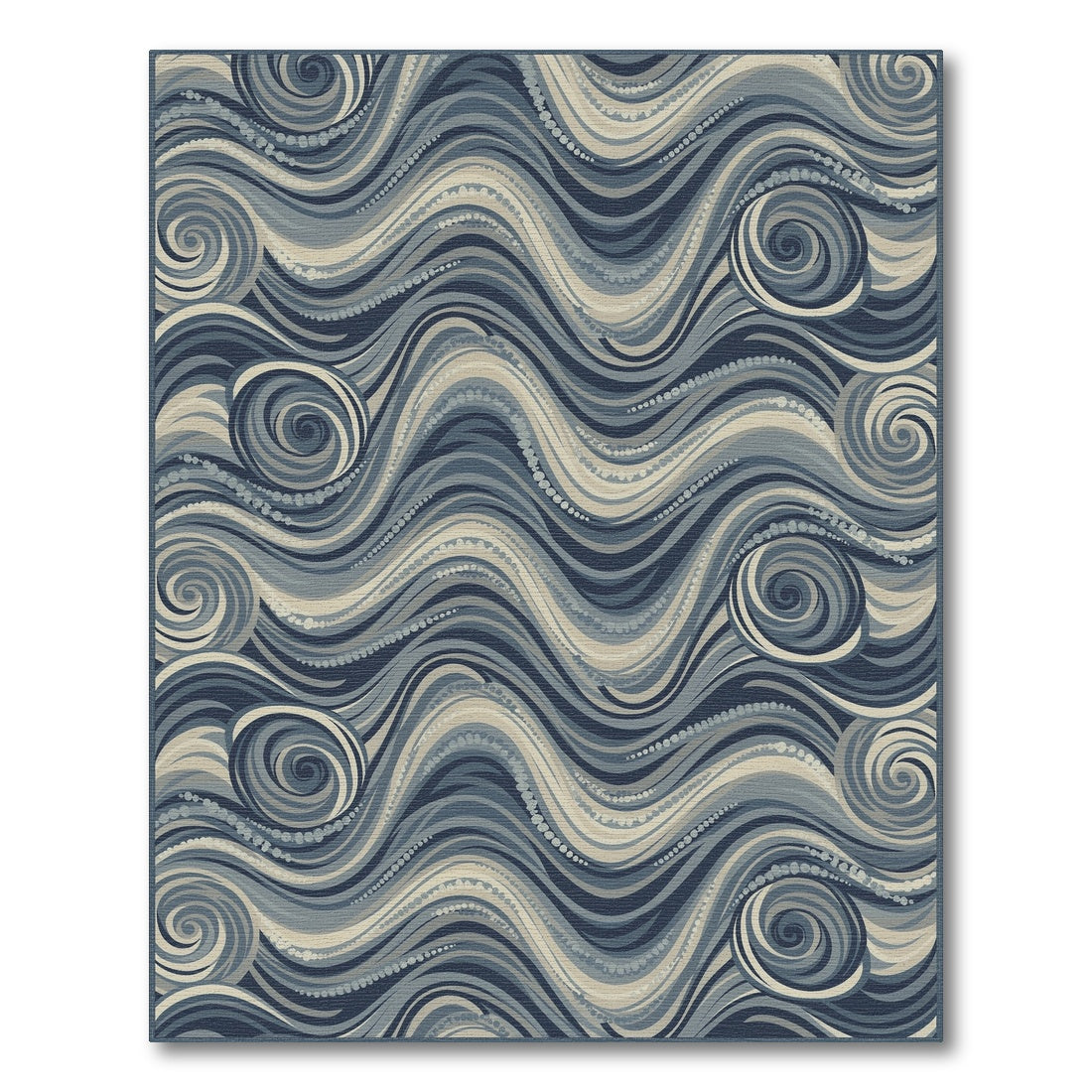 Abstract Area Blue and Teal Blue Swirl Wave Area Rug