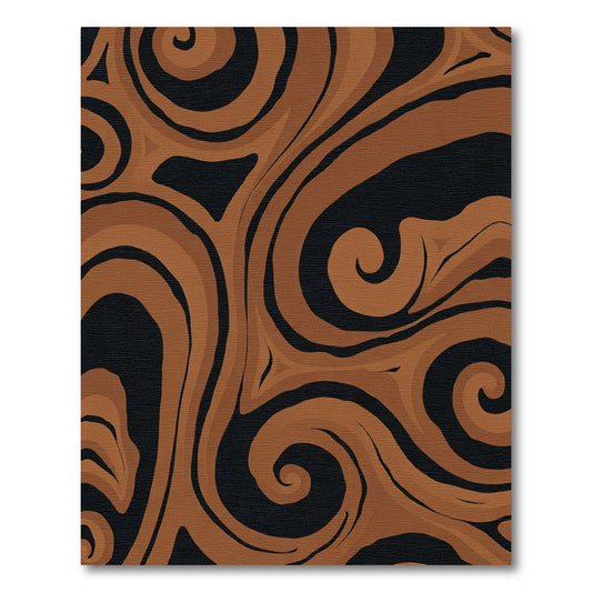 Brown Swirling Marble Abstract Flow Rug