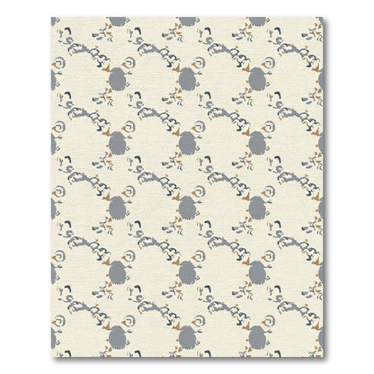 Neutral Gray Ochre Organic Chain Rug