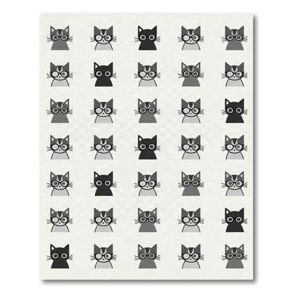 Cute Black White Gray Cats Rug