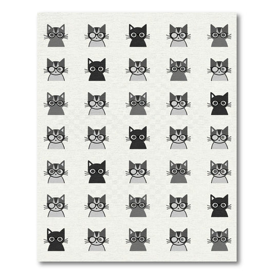 Cute Black White Gray Cats Rug