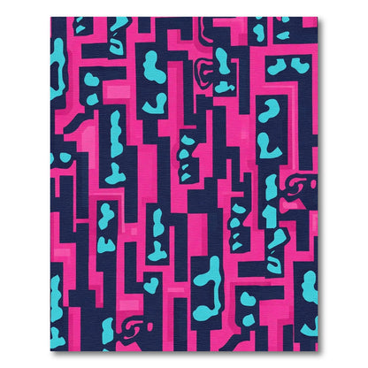 Abstract Geometric Pink Blue Rug