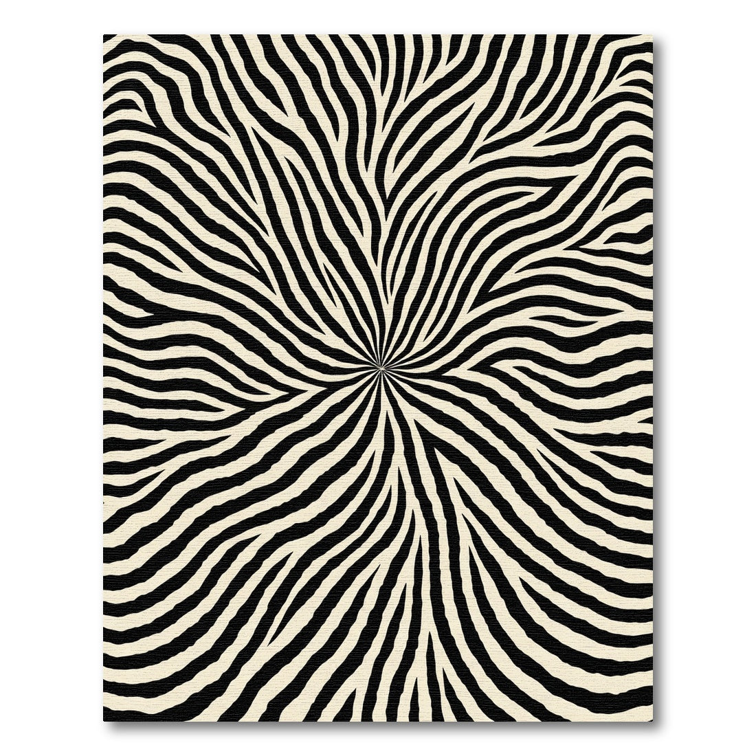 Black White Radial Swirl Rug