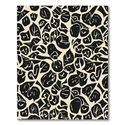 Black Organic Abstract Composition Rug