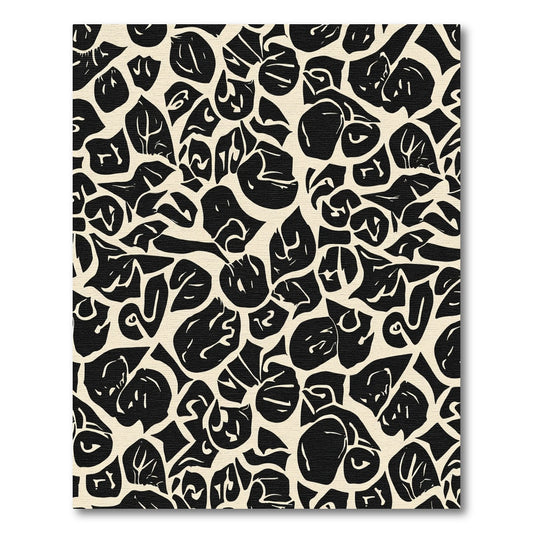 Black Organic Abstract Composition Rug