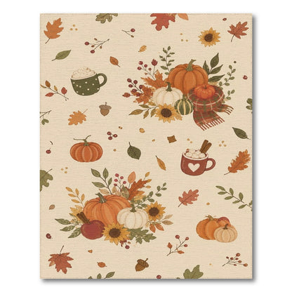 Cozy Autumn Pumpkins Washable Area Rug