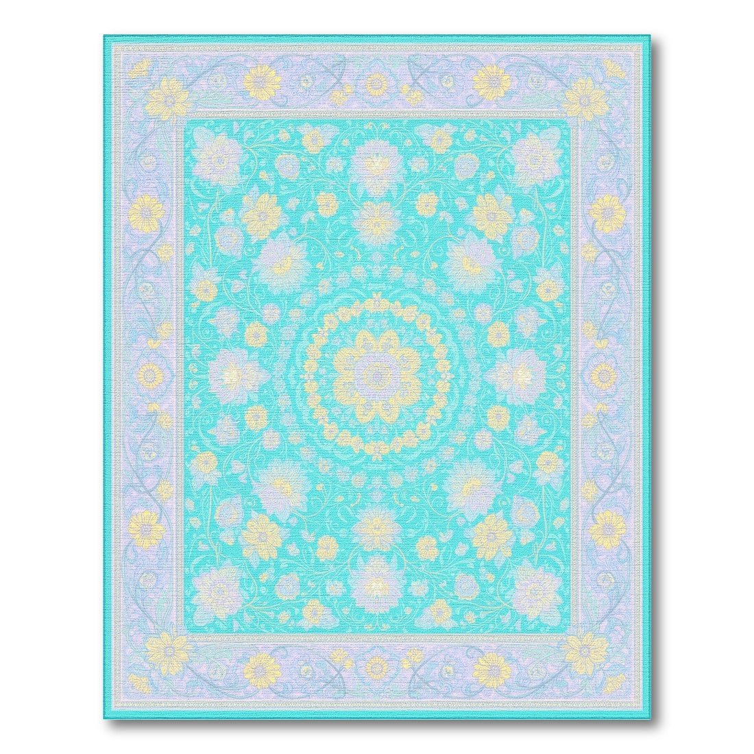 Washable Floral Vintage Teal Floral Vintage Washable Area Rug