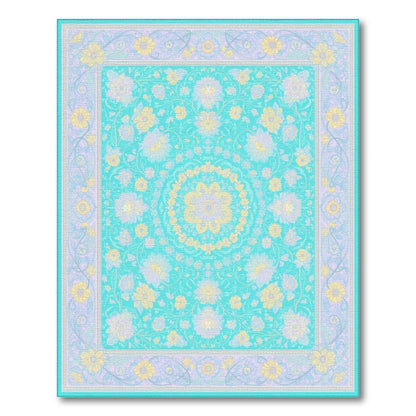Washable Floral Vintage Teal Floral Vintage Washable Area Rug