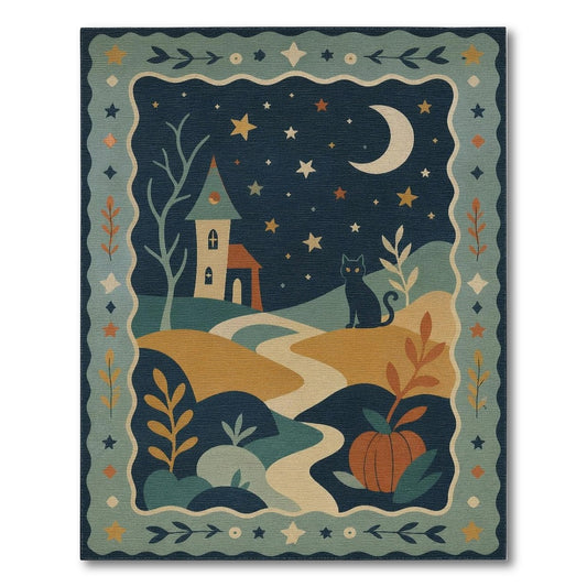 Whimsical Black Cat Area Rug