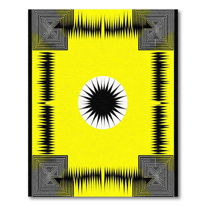 Bold Yellow Sunburst Geometric Frame Rug