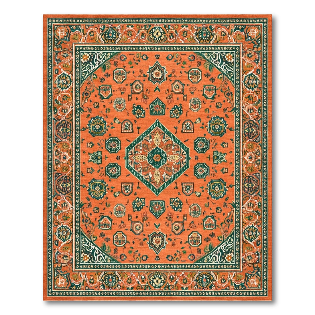 Orange Persian Medallion No. 19 Area Rug
