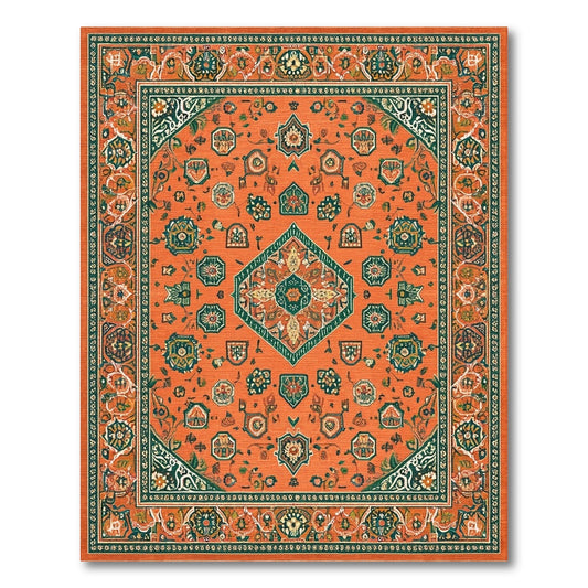 Orange Persian Medallion Area Rug