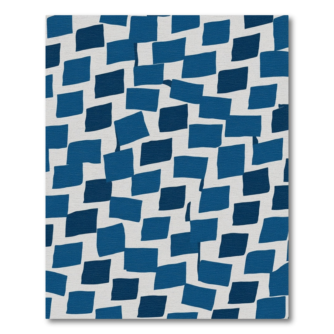 Navy Blue Geometric Block Rug