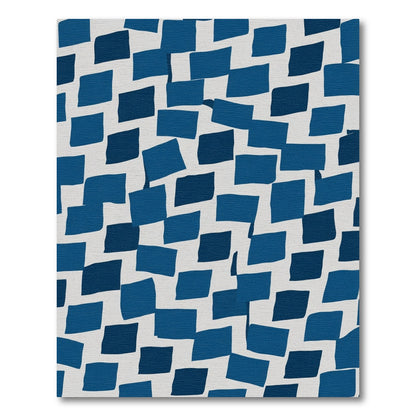 Navy Blue Geometric Block Rug